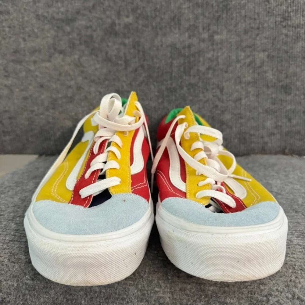 Vans Old Skool Multi Color Block Red Yellow Blue Green Suede Canvas Sneakers 13